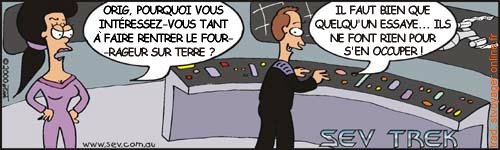 Sev Trek Comic Strip. Copyright 1997 by John Cook. Traduction et utilisation avec l'accord de l'auteur. Reproduction interdite sans son accord.